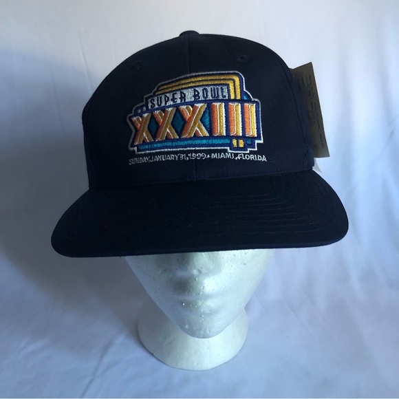 Officially Licensed Super Bowl XXXIII Embroidered Snapback Cap Hat - Navy Blue - Picture 6 of 16